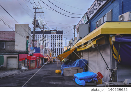 April 26 2026 Hakodate Morning Market streets quiet before dawn opening 140339683