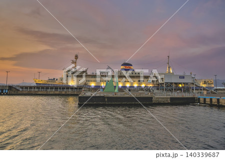 April 26 2026 Toyokawa Pier ferry docked at Hakodate port sunset April 26 2026 Toyokawa Pier ferry docked at Hakodate port sunset 140339687