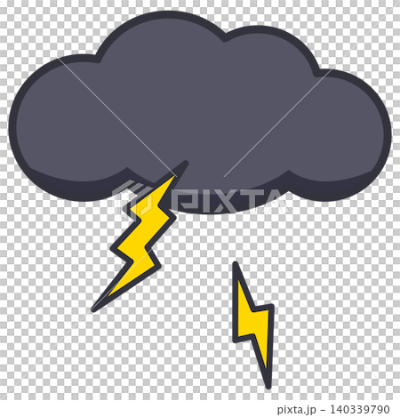 黒い雷雲から激しい稲妻が落ちるシンプルなイラスト 黒い雷雲から激しい稲妻が落ちるシンプルなイラスト 140339790