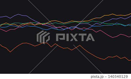 Multicolor Line Chart Dark Background Vector Illustration 140340129