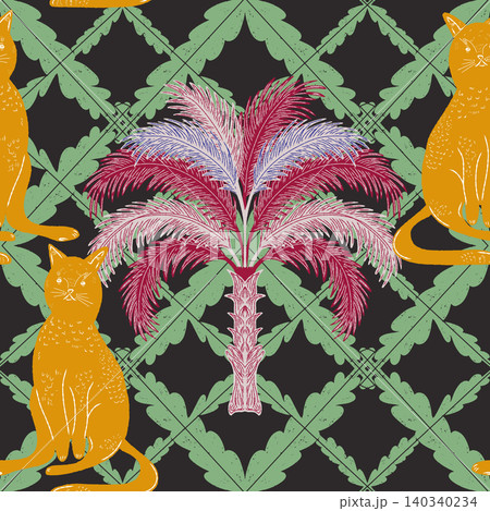 tropical seamless pattern with jungle plants tropical seamless pattern with jungle plants 140340234