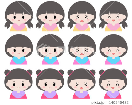 いろいろな表情の女の子セット 140340482