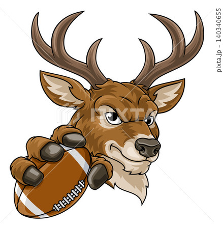Stag Antlers Deer Football Team Mascot Cartoon Stag Antlers Deer Football Team Mascot Cartoon 140340655