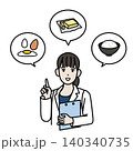 PFCバランスの取れた食事を勧める栄養士のイラスト PFCバランスの取れた食事を勧める栄養士のイラスト 140340735