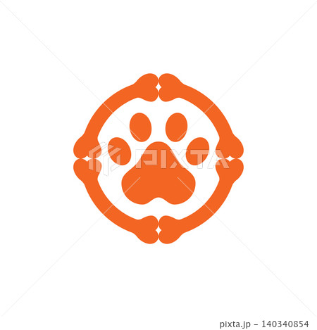 Paw footprint logo icon 140340854