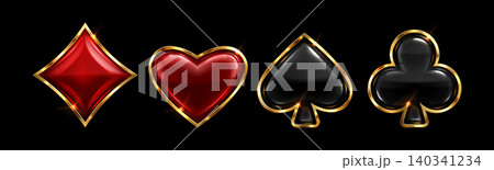 3D poker card suit icon set isolated on background 140341234