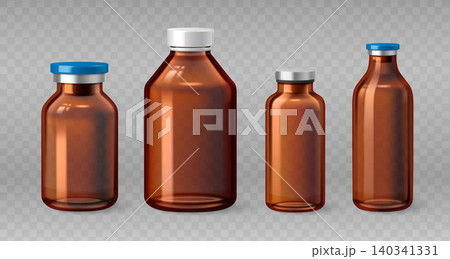 Medical glass bottle set on transparent background Medical glass bottle set on transparent background 140341331