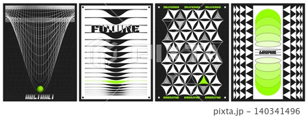 Abstract geometric brutalist y2k posters 140341496