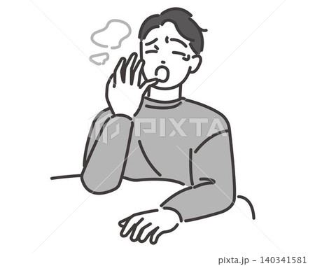 疲労が取れない、あくびをする男性のベクターイラスト 疲労が取れない、あくびをする男性のベクターイラスト 140341581