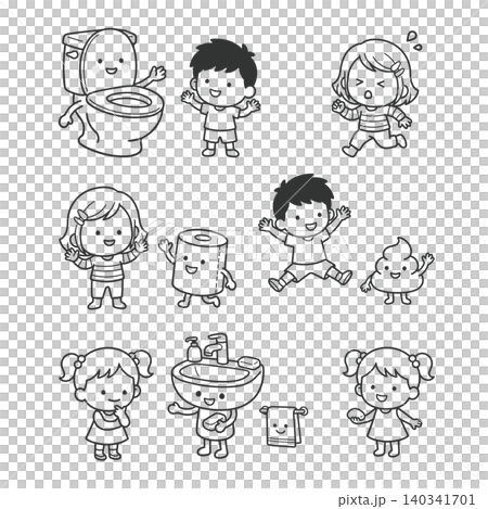 Toilet training: Illustration set for children Toilet training: Illustration set for children 140341701