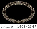 Oriental gold oval frame on black background. Template for laser cutting or engraving, ceramic, plate, porcelain, embroidery. Islam, Indian, Ottoman motif. Place for your text. 140342347