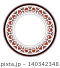 Round frames for design with Greek key, meander. Circle frame. Round frame with floral pattern. Egyptian, Assyrian, Greek motif circular frame. Template for textiles, engraving, forging, embroidery 140342348