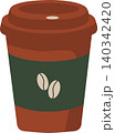 Reusable Takeaway Coffee Cup with Sleeve and Coffee Bean Icon Flat Vector Illustration 140342420