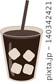 Iced Coffee in Plastic Takeaway Cup with Ice Cubes and Straw Flat Vector Illustration 140342421