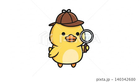 Cute duckling detective wearing a fedora hat holding a magnifying glass vector illustration with duckling detective magnifying investigator investigation character illustration whimsical Cute duckling detective wearing a fedora hat holding a magnifying glass vector illustration with duckling detective magnifying investigator investigation character illustration whimsical 140342680
