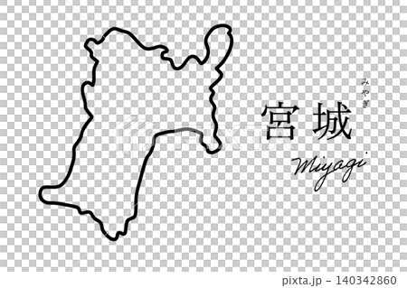 シンプルな宮城県地図 線画ベクターイラスト シンプルな宮城県地図 線画ベクターイラスト 140342860