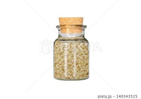 sesame in glass container isolated on white background 140343525
