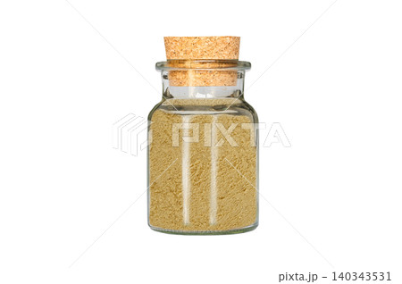 slow ginger in glass container isolated on white background slow ginger in glass container isolated on white background 140343531