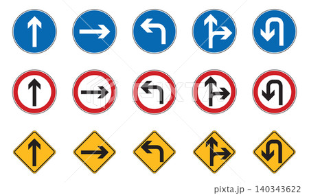 arrow derection traffic signs set isolated vector illustration 140343622