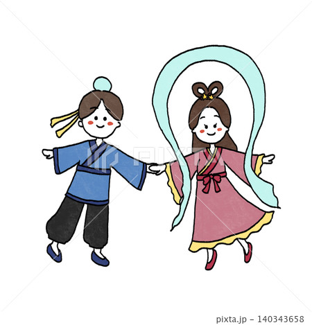 七夕の織姫と彦星のイラスト 140343658