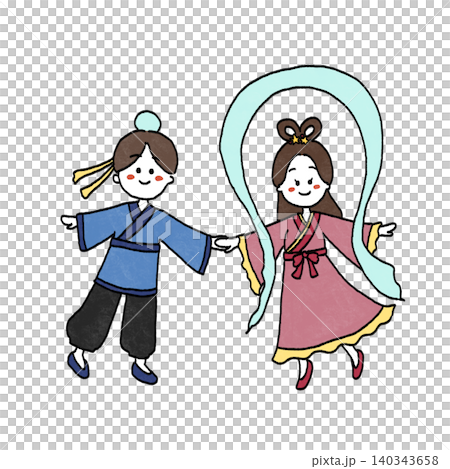 七夕の織姫と彦星のイラスト 140343658