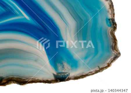 Macro mineral stone Blue Agate breed a white background Macro mineral stone Blue Agate breed a white background 140344347