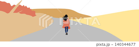 秋服を着た女性がポーズをとっているイラスト 秋服を着た女性がポーズをとっているイラスト 140344677