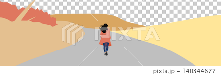 秋服を着た女性がポーズをとっているイラスト 秋服を着た女性がポーズをとっているイラスト 140344677