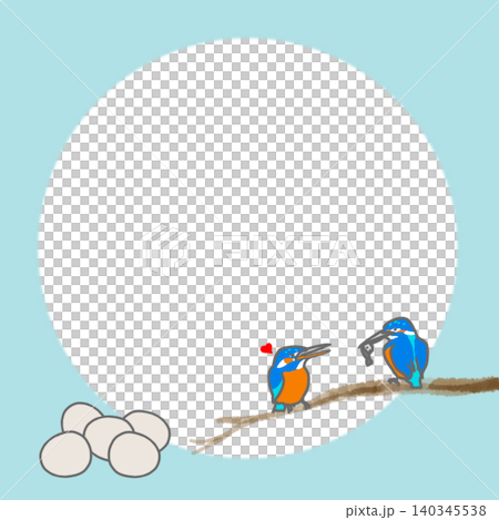翠鳥夫婦與鳥蛋框（方形） 140345538