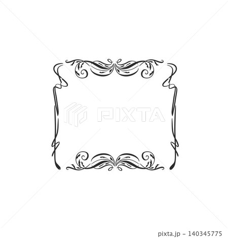 Hand drawn vector abstract outline,graphic,line vintage celebration ornament art nouveau frame in drawing elegant style.Elegant decoration vintage outline design isolated. Floral ornament border Hand drawn vector abstract outline,graphic,line vintage celebration ornament art nouveau frame in drawing elegant style.Elegant decoration vintage outline design isolated. Floral ornament border 140345775