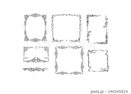 Hand drawn vector abstract outline,graphic,line vintage celebration ornament art nouveau frames set in drawing elegant style.Elegant decoration vintage outline design isolated. Floral ornament border Hand drawn vector abstract outline,graphic,line vintage celebration ornament art nouveau frames set in drawing elegant style.Elegant decoration vintage outline design isolated. Floral ornament border 140345814
