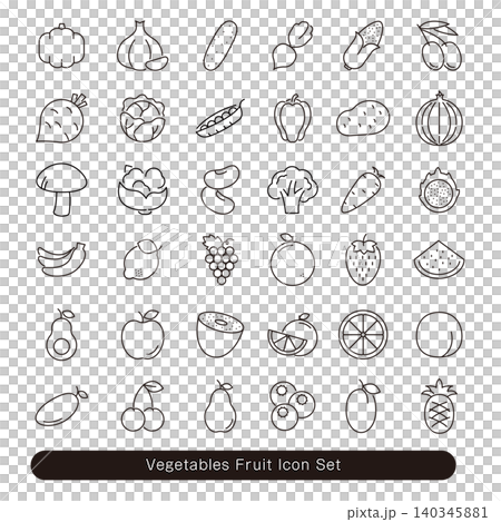 Vegetable and Fruit Icon Set Vegetable and Fruit Icon Set 140345881