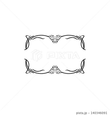 Hand drawn vector abstract outline,graphic,line vintage celebration ornament art nouveau frame in drawing elegant style.Elegant decoration vintage outline design isolated. Floral ornament border 140346091