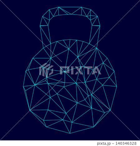 Kettlebell low poly triangulation triangulated polygonal electri Kettlebell low poly triangulation triangulated polygonal electri 140346328