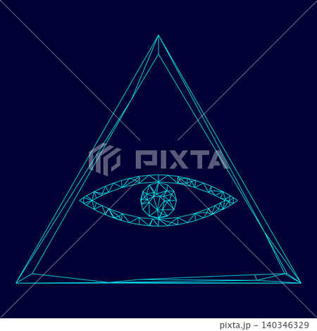 All seeing eye symbol low poly triangulation triangulated polygo 140346329