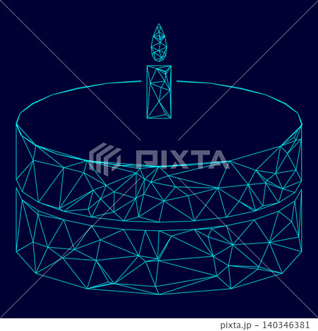 Cake with candle low poly triangulation triangulated polygonal e 140346381