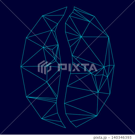 Coffee bean low poly triangulation triangulated polygonal electr 140346393