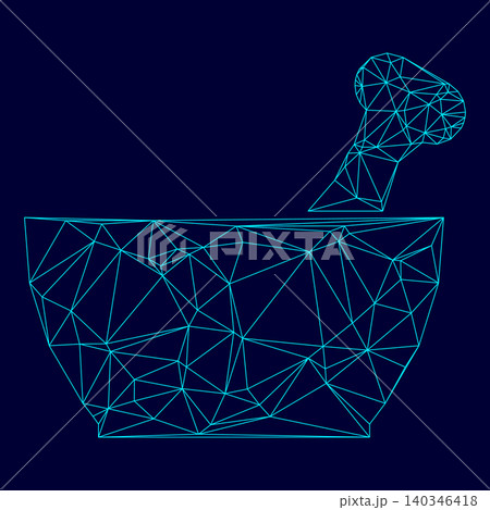 Mortar and pestle low poly triangulation triangulated polygonal Mortar and pestle low poly triangulation triangulated polygonal 140346418