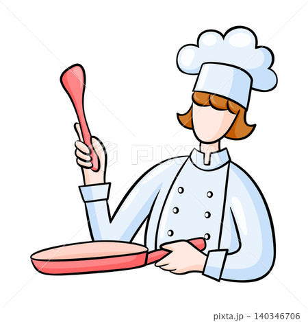 Chef Cooking Food in Pan. Chef Cooking Food in Pan. 140346706