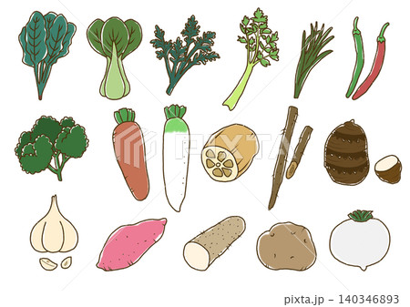 ラフな野菜の線画　色あり2 140346893
