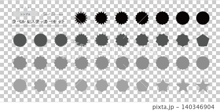 Simple Sticker Label Icon Set (Monochrome) Simple Sticker Label Icon Set (Monochrome) 140346904