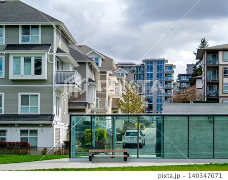 Modern Residential Neighborhood Architecture with Condominiums and Townhouses Modern Residential Neighborhood Architecture with Condominiums and Townhouses 140347071