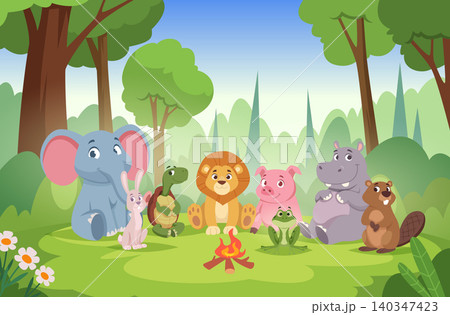 Baby animals. Vector cartoon characters with smiling wild pets soft shapes and colorful exact nursery style Baby animals. Vector cartoon characters with smiling wild pets soft shapes and colorful exact nursery style 140347423