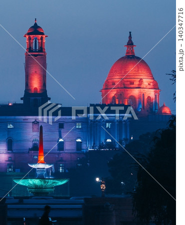 Secretariat Building Domes Glowing Pink at Night Secretariat Building Domes Glowing Pink at Night 140347716