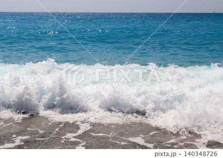 Summer seascape. Wavy sea view. Summer seascape. Wavy sea view. 140348726