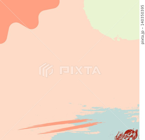 Boho abstract background vector template with pastel organic shapes and hand drawn brush strokes 140350395