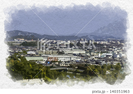 水彩画風 新倉敷の町並み 岡山県倉敷市 水彩画風 新倉敷の町並み 岡山県倉敷市 140351963