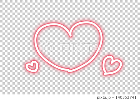 Hand-drawn style neon heart triple arrangement, red, Heisei era purikura (photo booth) material. Hand-drawn style neon heart triple arrangement, red, Heisei era purikura (photo booth) material. 140352741