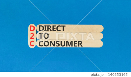 DTC direct 2 consumer symbol. Concept words DTC direct 2 consumer on beautiful wooden sticks. Beautiful blue background. Business DTC direct 2 consumer concept. Copy space. DTC direct 2 consumer symbol. Concept words DTC direct 2 consumer on beautiful wooden sticks. Beautiful blue background. Business DTC direct 2 consumer concept. Copy space. 140353165
