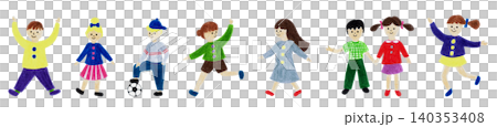 A set of cute, hand-drawn style illustrations of children. A set of cute, hand-drawn style illustrations of children. 140353408